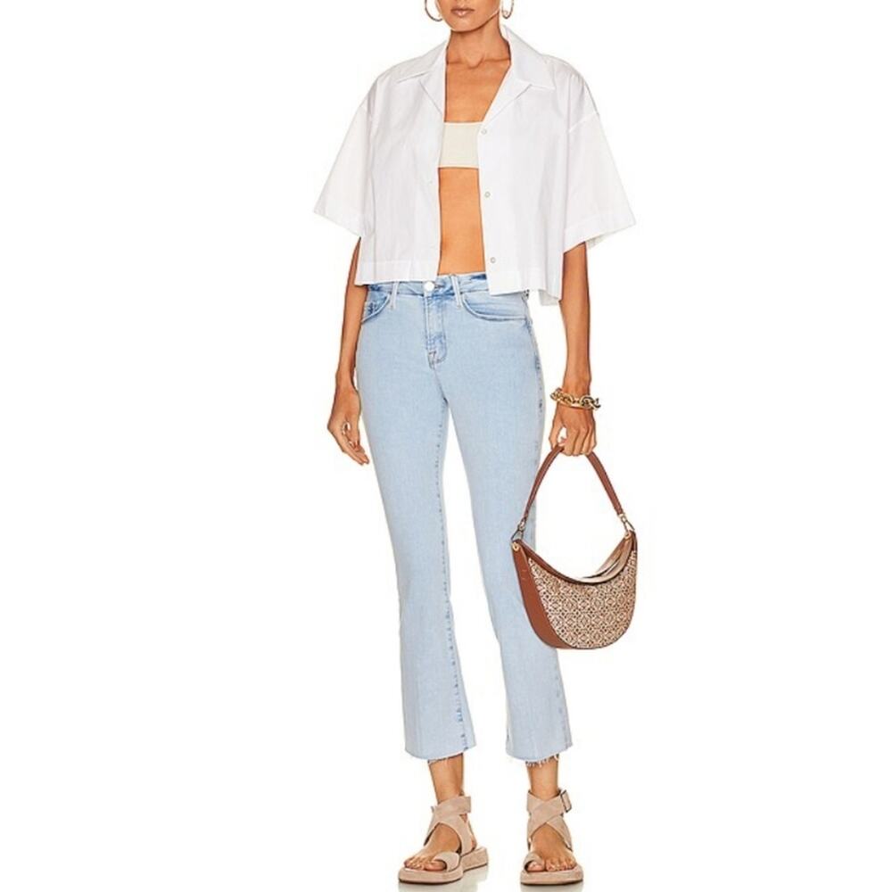 FRAME Le Crop Mini Bootcut Atwood Raw Hem High Waisted Jean Light Wash NWT 29